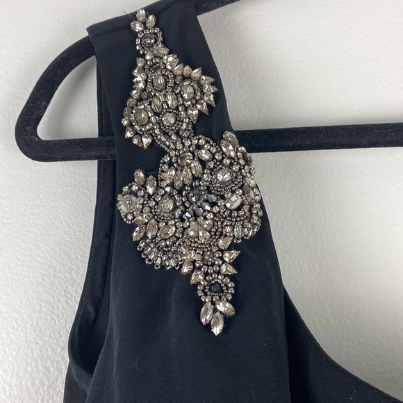 Dina Bar-el Vintage One Shoulder Cocktail Mini Dress Black Size P - Picture 2 of 7